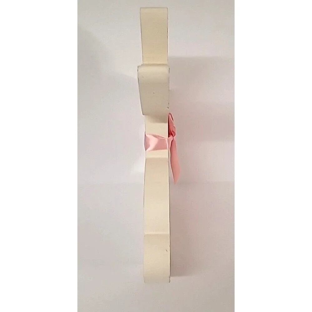 Wooden Pink Easter Bunny Silhouette with Floral Print & Pink Bow‎ 10-5/8